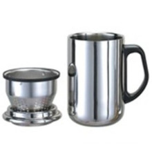 Stainless Steel Double Wall Mug with Handle, Tea Strainer, 350ml